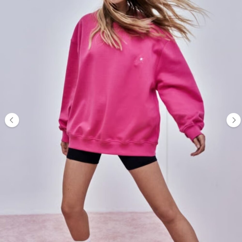 For Love and Lemon‎ Alex Oversized Pink Sweatshirt Medium